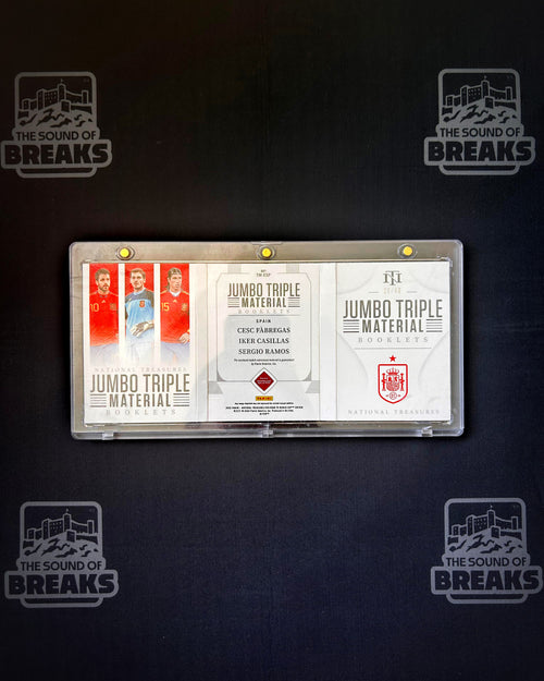 Frabregas Casillas Ramos 2022-23 Panini National Treasures Road to FIFA World Cup Qatar Jumbo Triple Material Booklet 28/40 #TM-ESP